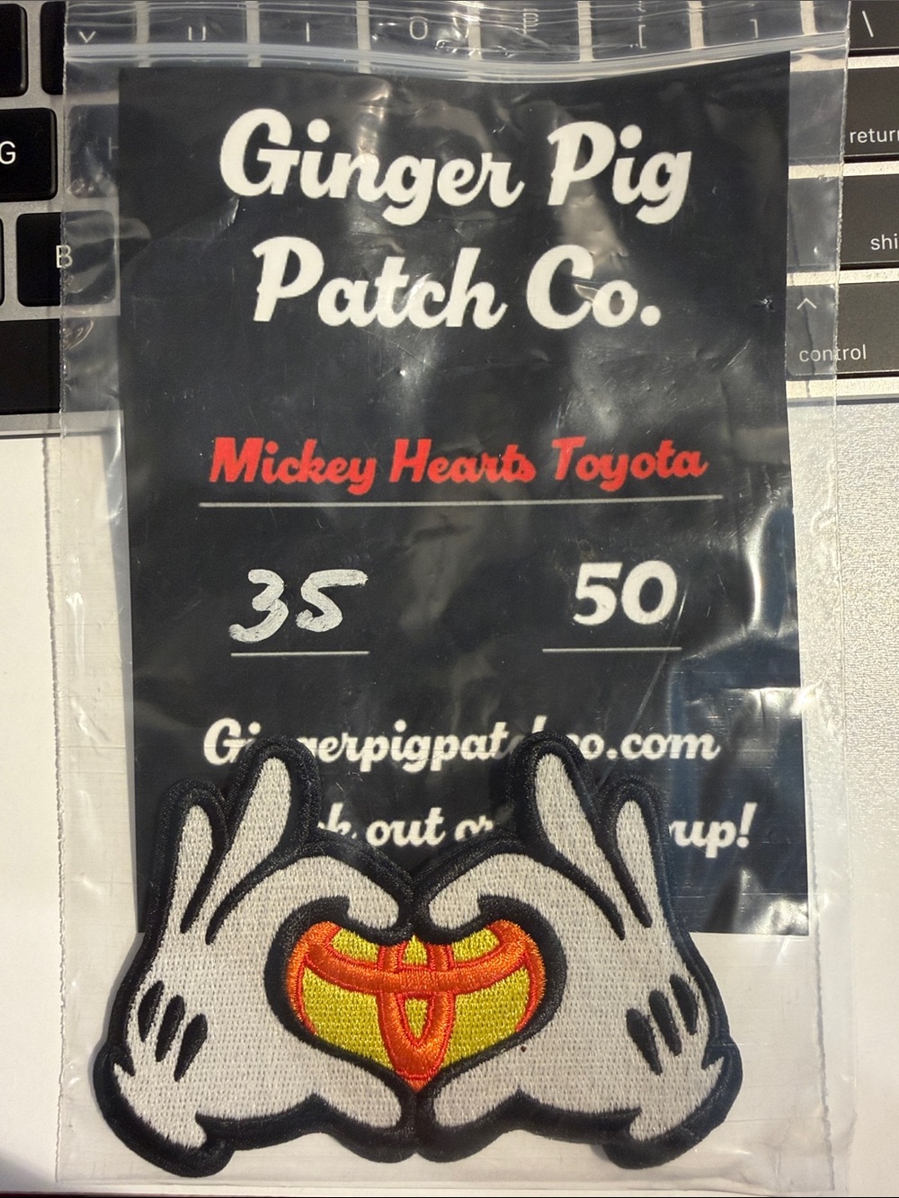 Ginger Pig Patch Co Mickey Hands Toyota Embroidered Velcro-backed Morale Patch